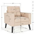 thumbnail image 6 of Canddidliike Mid-Century Upholstered Armchair Club Chair with Rubber Wood Legs-Beige, Padded Seat, Wingback Chair for Bedroom Desk, 6 of 11