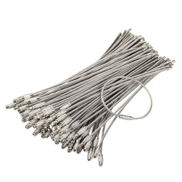 Llaveros de alambre de acero inoxidable con cable de bayita de 2 mm, paquete (100)