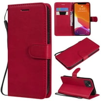 for iPhone 14 Wallet Case, with Credit Card Holder and Wrist Strap, RFID Blocking PU Leather Flip Magnetic Cell Phone Cover Case for iPhone 14 6.1 inch, Red