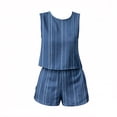 thumbnail image 4 of FINALGANG Womens Geometric Striped Print Two Piece Outfit Crew Neck Sleeveless Crop Top High Waist Shorts Casual Matching Set For Daily Summer Wear Leisure Set, 4 of 4