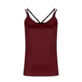 thumbnail image 5 of WULMLEO Women Camisole Tank Top Silk Satin V Neck Casual Business Blouses Dressy Sleeveless Tops Summer Party Under Clothes Wine S, 5 of 7