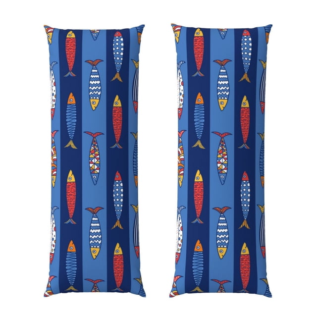 Balery Cute Fish Funda Protectora para Almohada Corporal de Algodón Hipoalergénico con Cierre(55 x 21 pulgadas), Almohadas No Incluidas