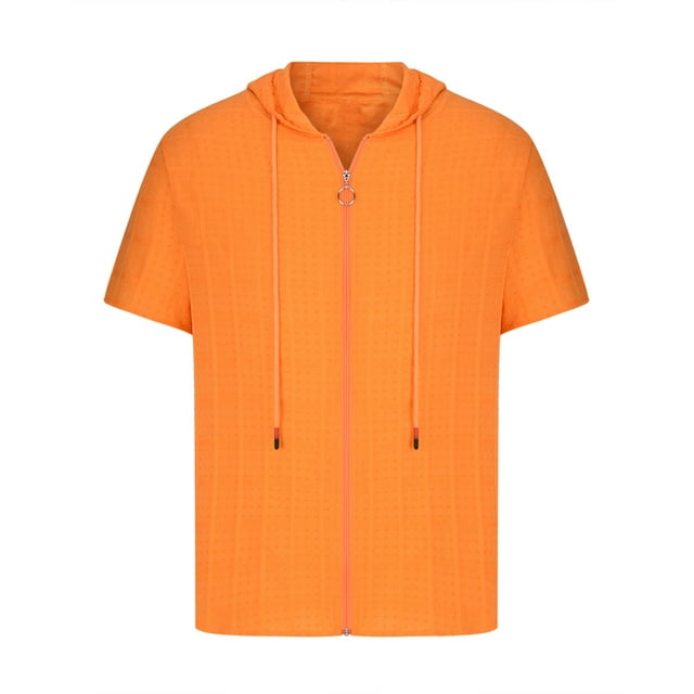 Dvkptbk Blouse à Capuche à Manches Courtes Mode Décontractée pour Hommes Blouse Ajustée à Manches Courtes en Solde