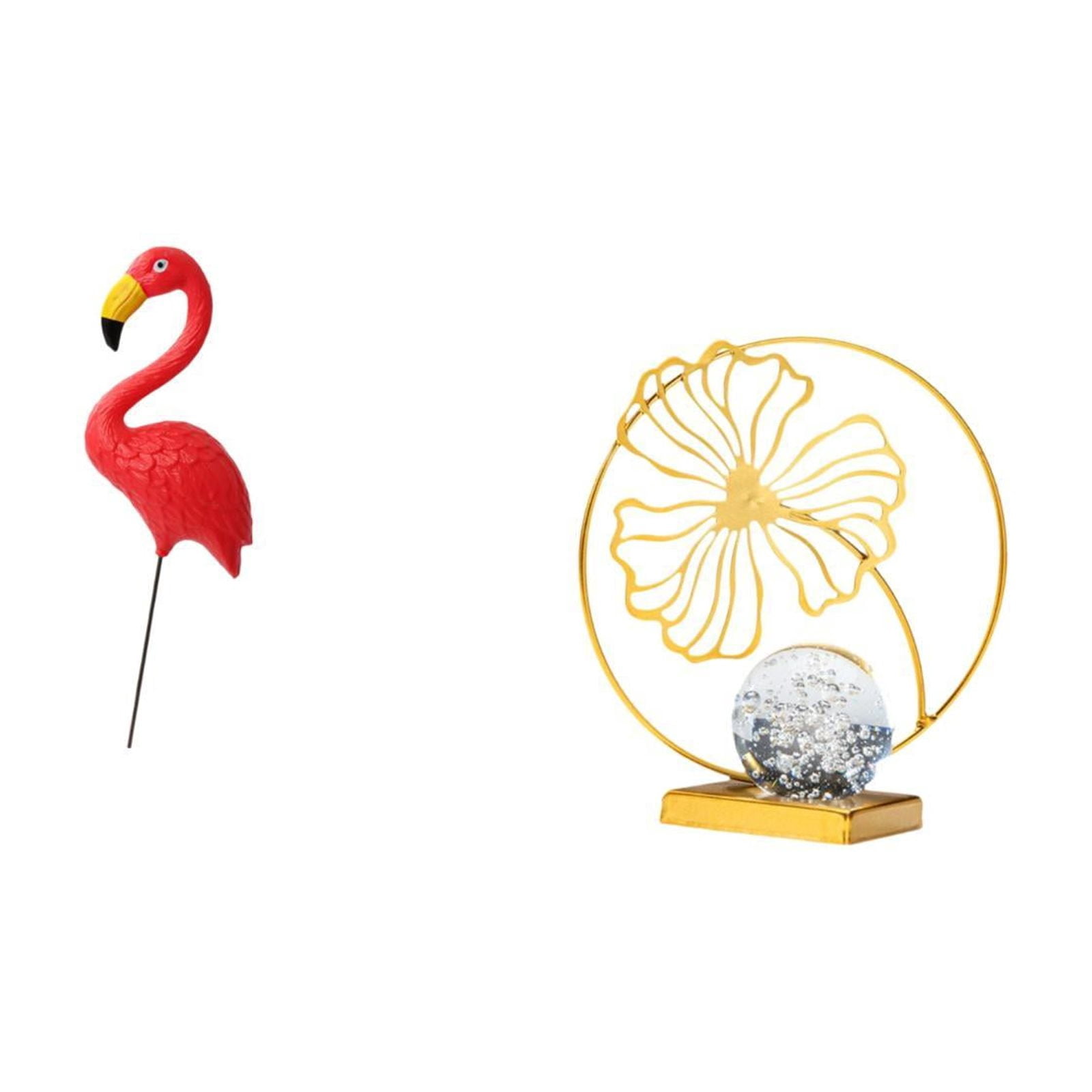 Dualoai Flamingo Leaf Garden Statue Figurine Ornament Sculpture for Holiday Spring Birthday Gift Collectible Yard Art Decorative Stake for Backyard Fairy Garden Bookshelf Office Fireplace Desk