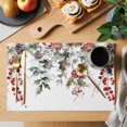 thumbnail image 2 of Christmas Placemats Set of 6, Xmas Tree Botanical Red Berry Pinecone Washable Wipeable Table Mats for Dining Tables, Indoor Outdoor Kitchen Place Mats for Holiday Party Table Decor, 2 of 9