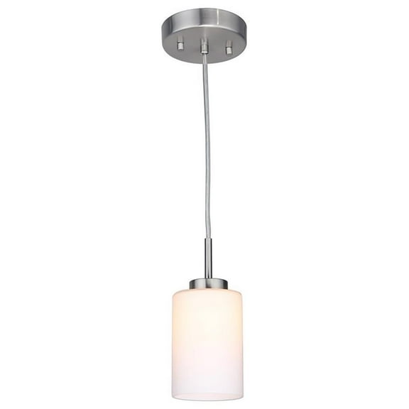 Woodbridge Lighting Charlotte 1-light Glass Mini Pendant in Satin Nickel/Opal