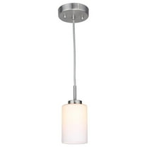 Woodbridge Lighting Charlotte 1-light Glass Mini Pendant in Satin Nickel/Opal