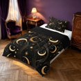 thumbnail image 2 of Homewish Gold Moon Twin Comforter Sets, Starry Sky Bedding Set, Black, Black Reversible 2 Piece, 1 Comforter and 1 Pillowcase, 2 of 6