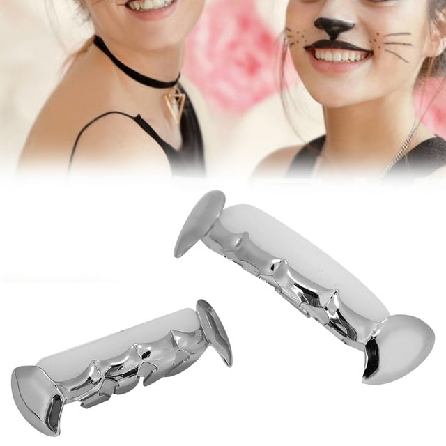 Moda De Dientes De Latón Hip Hop, Adecuada Para Hombres Y Mujeres, Decoración De Fiesta De Halloween Con Ranuras De Silicona Y Pinzas