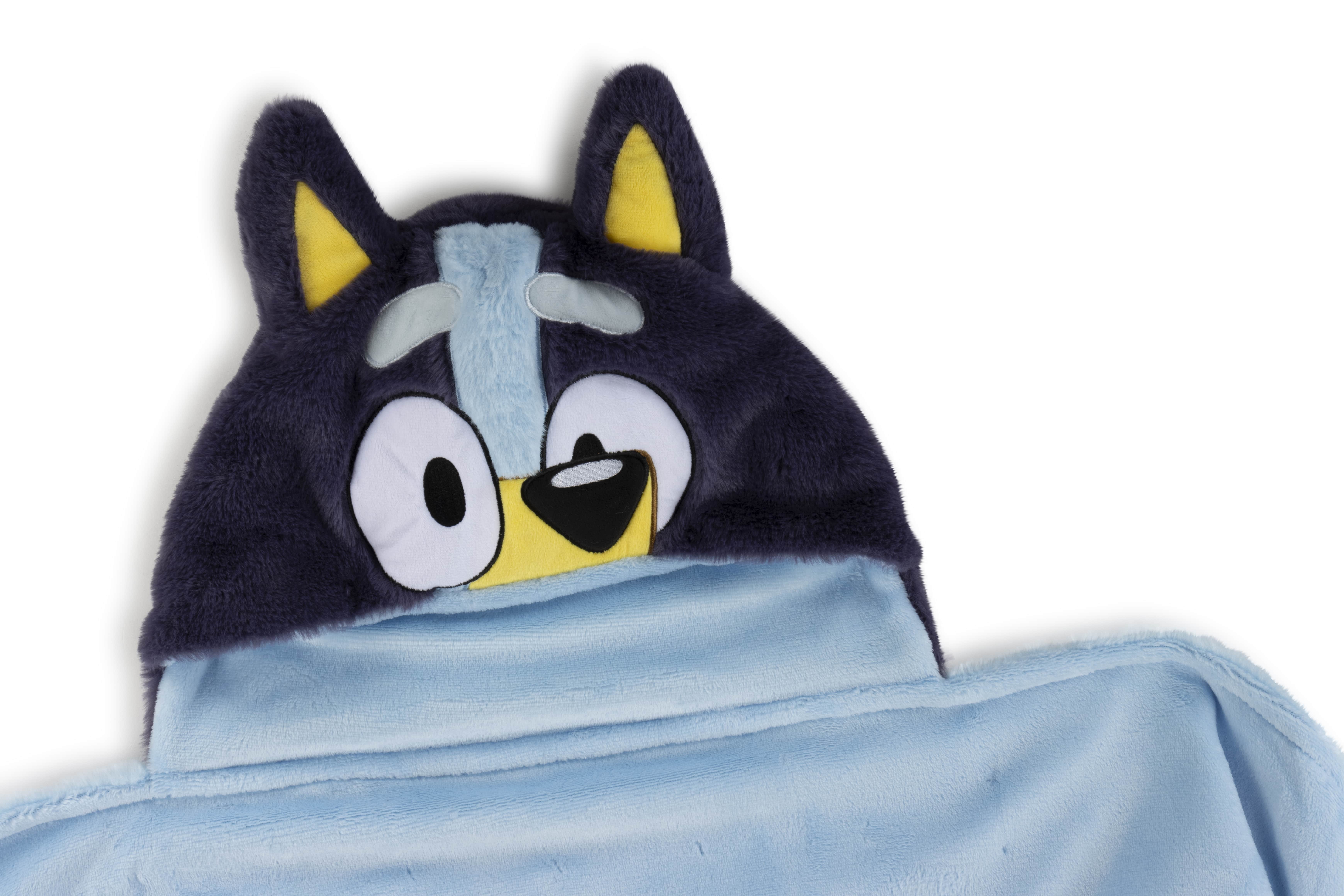 Bluey Kids Hooded Silk Touch Throw Blanket, Polyester Faux Fur, Blue, BBC Studios, 54" x 40"