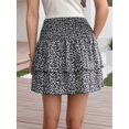 thumbnail image 6 of Women's Floral Ruffle Tiered Mini High Waist Cute Short Wavy Skirt for Daily Wear Black S, 6 of 7
