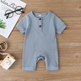 thumbnail image 3 of Newborn Baby Short Sleeve Romper Knit Ribbed Solid Color Cotton Jumpsuits, 3 of 9