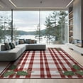 thumbnail image 2 of ODIKA 8'x10' Washable Area Rug Non-Shedding, Easy Care, Tartan Grid Motif Border Welcome Lettering Farmhouse Gingham Plaid Flowing for King Size Bedroom Under Bed, Master Suite, 2 of 7