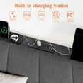 thumbnail image 5 of Neche Floating Upholstered Twin Full Queen King Platform Bed Frame with LED Lights, Charging Station & Storage Headboard, Gray, 5 of 13