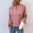 thumbnail image 5 of IROINNID Reduced Womens Sweater Round Neckline Pullover Sweater Solid Color Casual Mid-Length Long Sleeve Sexy Tops Blouse, 5 of 9