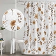 thumbnail image 4 of Polyester Fabric Brown Spring Floral Shower Curtain, Flowers Leaves Elegant Pastoral Waterproof Bathtub Curtain Bathroom Decor Set with Hooks 72 x 96 Inches, 4 of 6