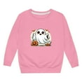 thumbnail image 4 of Wuxian Boys Girls Halloween Sweatshirt Pullover Funny Ghost Pumpkin Graphic Print Top Shirt Crewneck Long Sleeve Casual Loose Streetwear,Pink,13-14 Years, 4 of 4