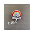 thumbnail image 5 of 1pc Glittery You Are Safe With Me Rainbow Retractable Badge Reel,Acrylic Name Badge Holder With ID Clip For Nurse Doctor Student, 5 of 5