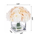 thumbnail image 4 of Enova Home Artificial Flowers 18 Heads Silk Roses Fake Flowers Arrangement in Cube Glass Vase with Faux Water for Home Office Wedding Decoration (Beige Cream), 4 of 4