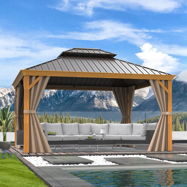 Domi 12'x14' Outdoor Hardtop Gazebo Aluminum Permanent Canopy with