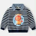 thumbnail image 1 of Boys Cartoon Print Striped Sweater, 1 of 6