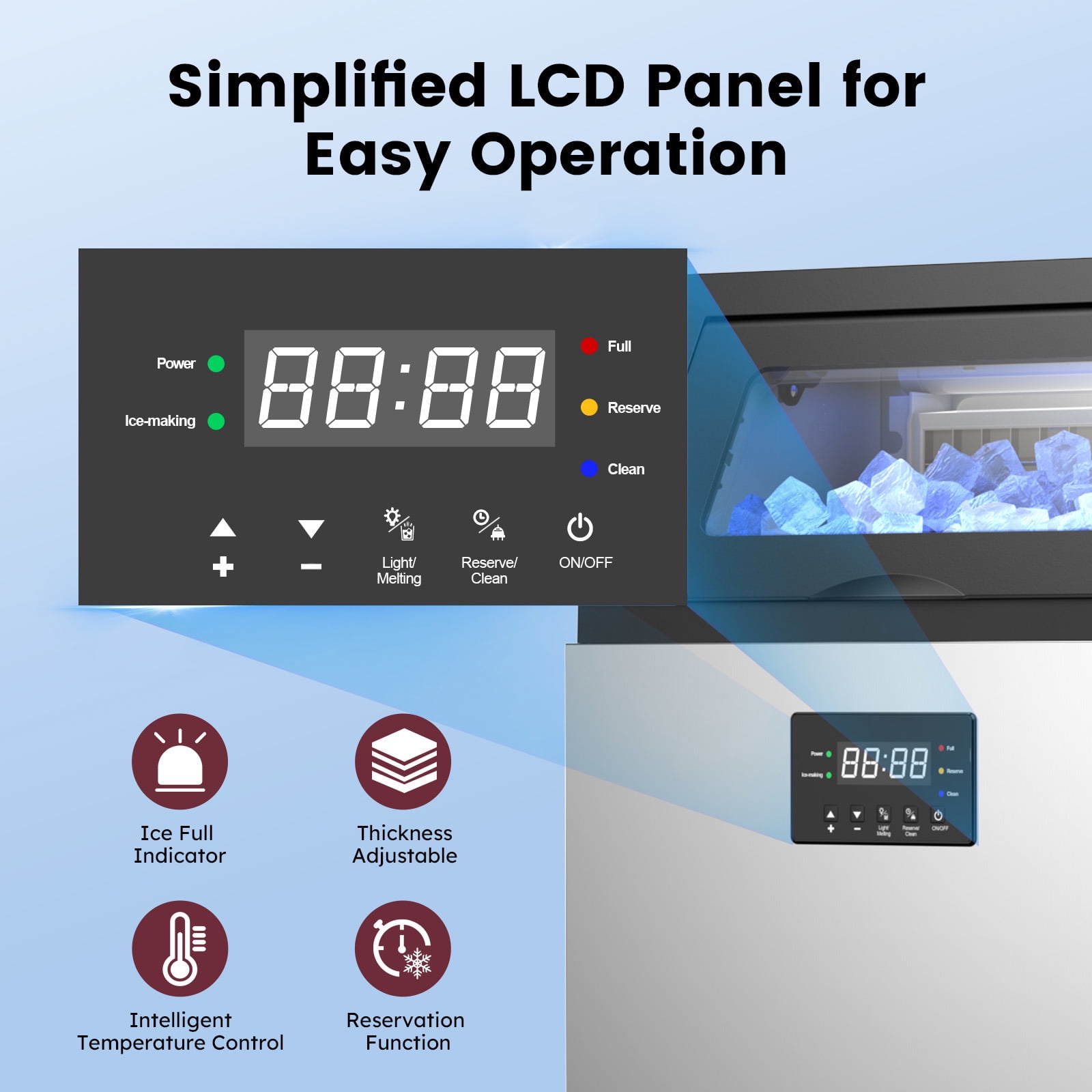 150lbs/24H Commercial Ice Maker Machine, Stainless Steel Under Counter ice Machine with 50lbs Ice Storage Capacity, Freestanding Ice Maker