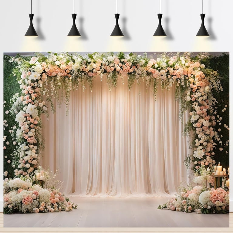 DASHAN 10x8ft Green White Floral Photo Backdrop DASHAN...