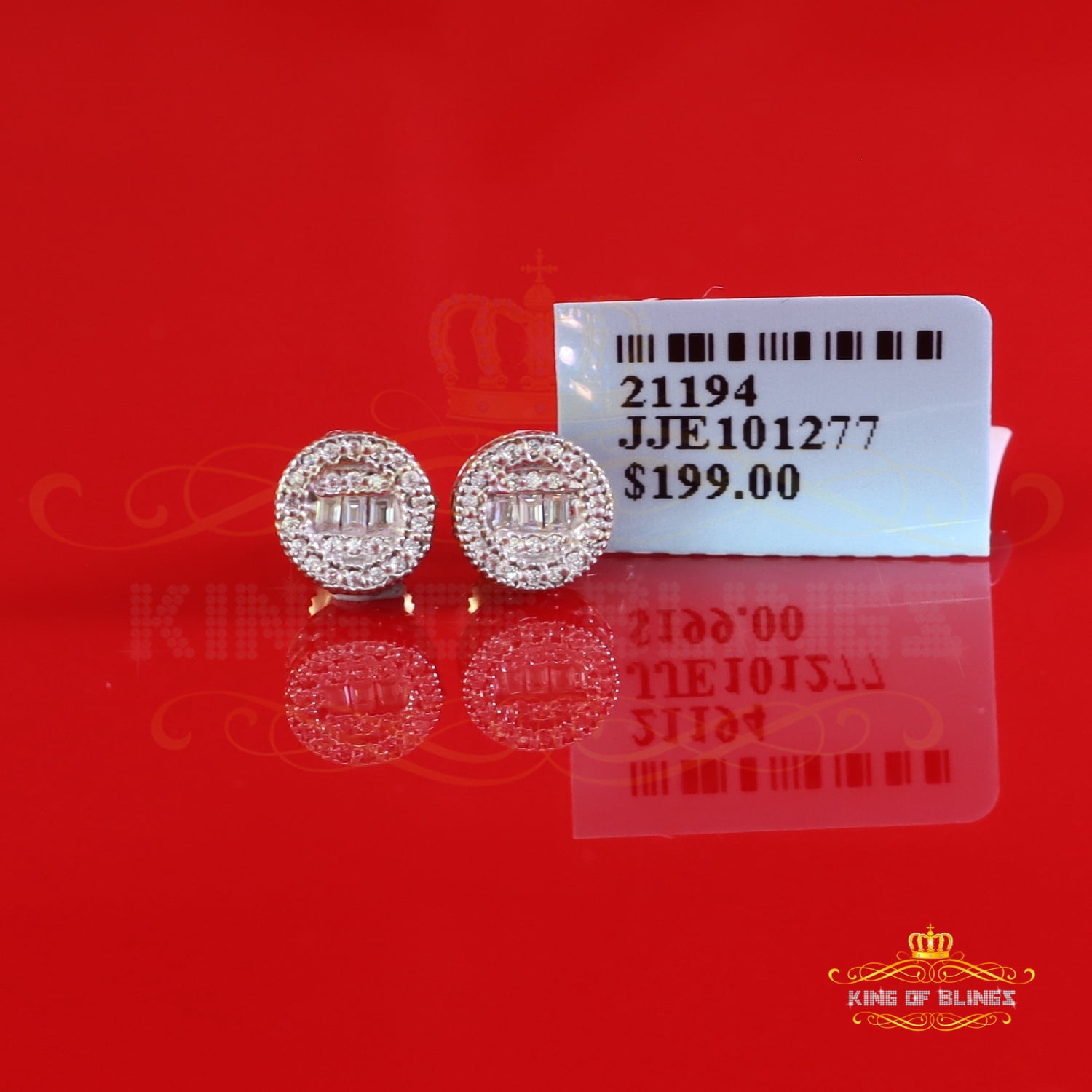 King of Bling's VVS 'D' 1.00ct Moissanite Men's/Womens 925 Silver Yellow Round Stud Earrings