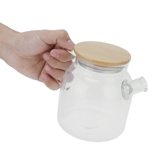 Teapot, Tea Kettle Tea Art Heat Large Capacity Transparent 600ml With Wood Lid For Home