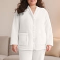 thumbnail image 2 of Women Fuzzy Fleece Jacket Sherpa V-neck Button Down Long Sleeve Winter Coat Plush Warm Sleepwear with Pockets, 2 of 8
