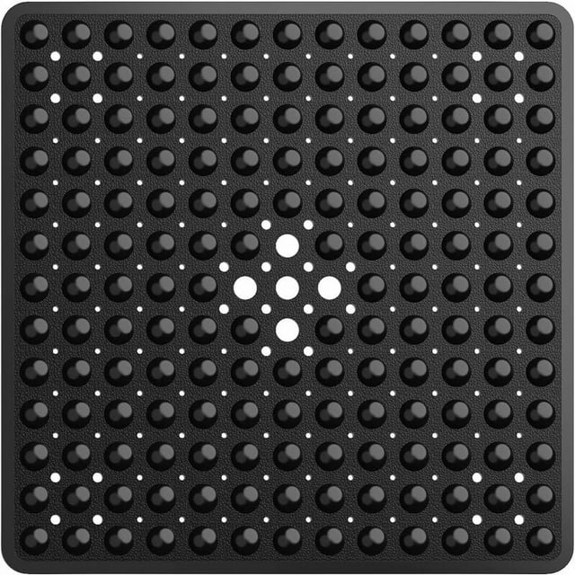 Alfombrilla de Ducha Antideslizante Alfombrilla de baño con Ventosa, Ducha con Orificios de Drenaje, 53 × 53 cm, Negro Transparente