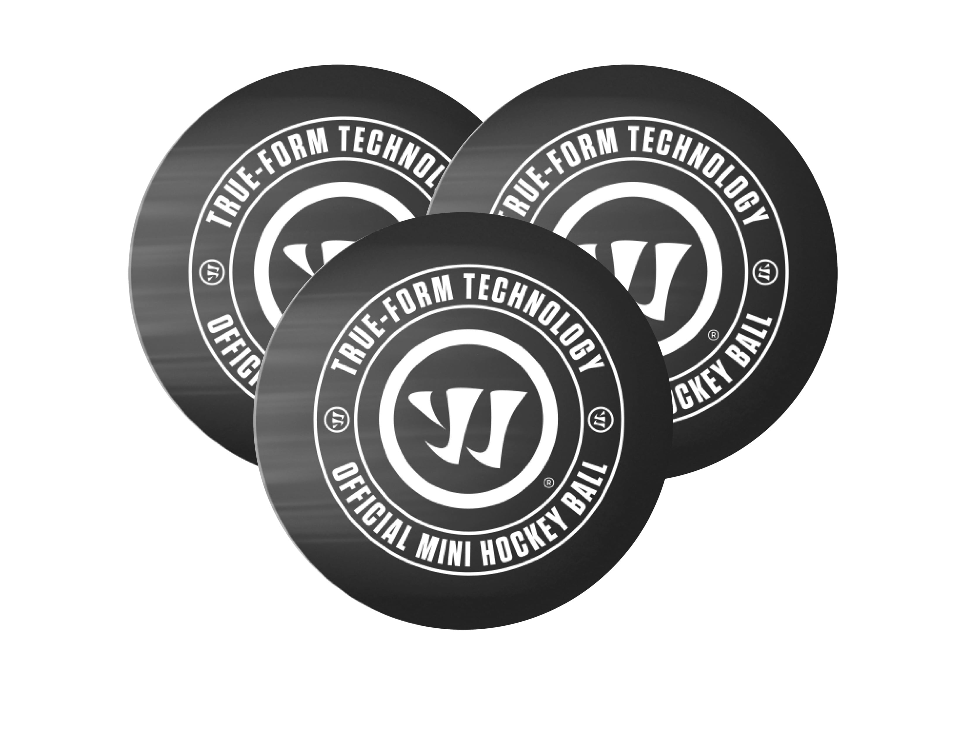 (2 pack) Warrior True-Form Mini or Knee Hockey Balls - Black - Set of 3 - Made of PU Indoor Unisex