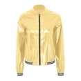 thumbnail image 3 of vastwit Women's Shiny Metallic Bomber Jacket Zip Up Striped Coat Outerwear Plus Size Windbreaker Gold M, 3 of 6