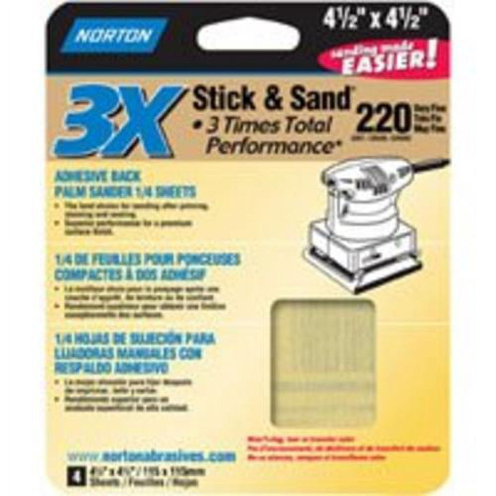 Norton Stick&Sand Schleifblatt 100er Körnung – 4,5 X 4,5 Zoll, 5 Stück, Für Holz- & Metallarbeiten