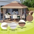 thumbnail image 1 of Auvent Pliable Rapide pour Patio et Jardin - Double Toit, Imperméable, Protection UV, Moustiquaire, Hauteur Ajustable, Sac de Transport à Roulettes - Tente d'Auvent Extérieure, Brun Foncé+kaki, 3,6x3,6 m, 1 of 8