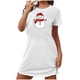 thumbnail image 2 of Camisón corto navideño para mujer, talla grande, cuello redondo, manga corta, estampado en el pecho, vestido de noche para mujer, 2 of 3