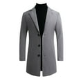 thumbnail image 5 of Mens Trench Coat Slim Fit Notched Collar Fall Winter Single Pea Coat Warm Soft Overcoat, 5 of 5