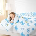 thumbnail image 3 of Castle Fairy Blue Bow Letter T Full Size Comforter Sets 3 Pieces for Girls,Cartoon Floral Checkered Bedding Sets for Bedroom, 3 of 6