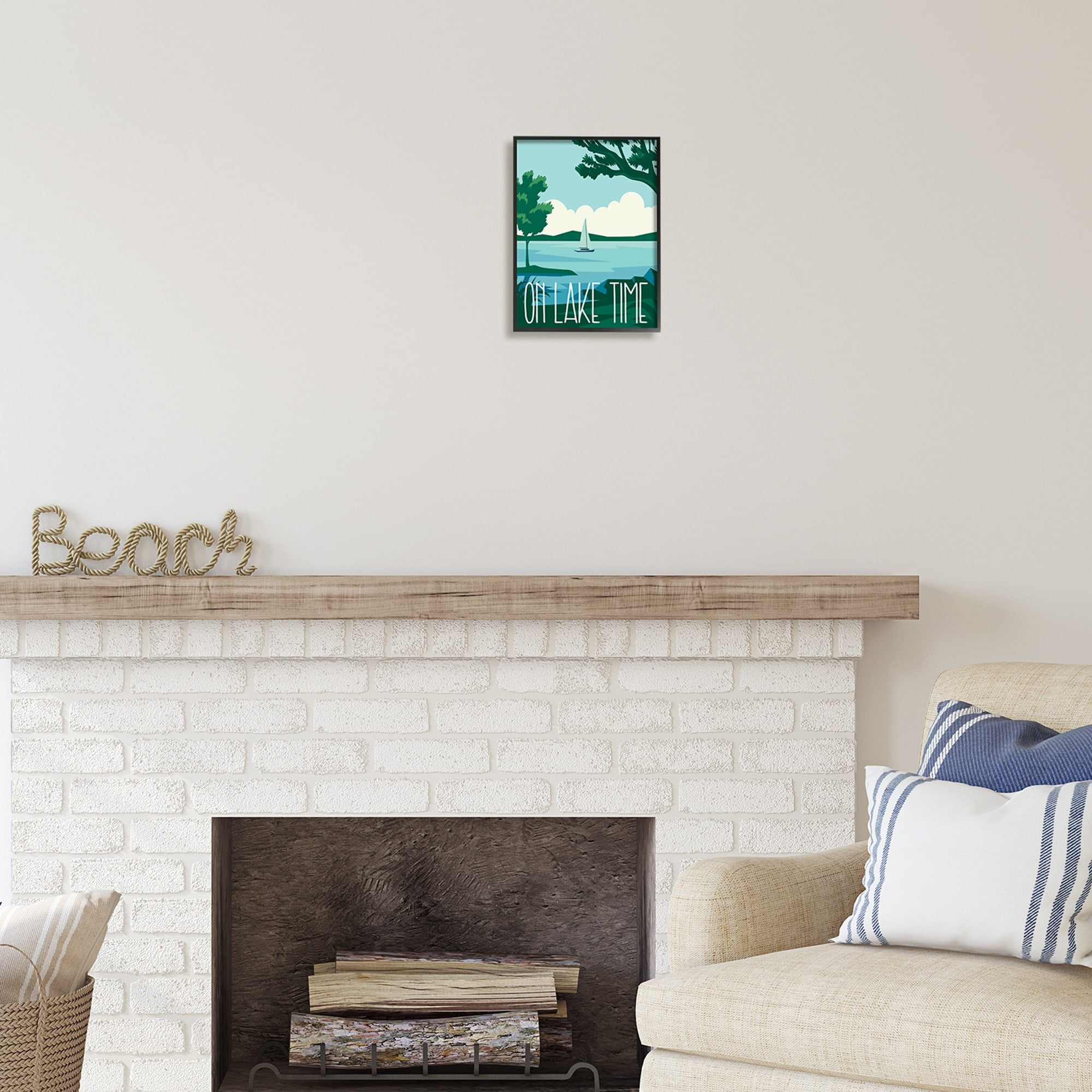 Stupell Industries On Lake Time Modern Nature Scenery Coastal Painting White Framed Art Print Wall Art