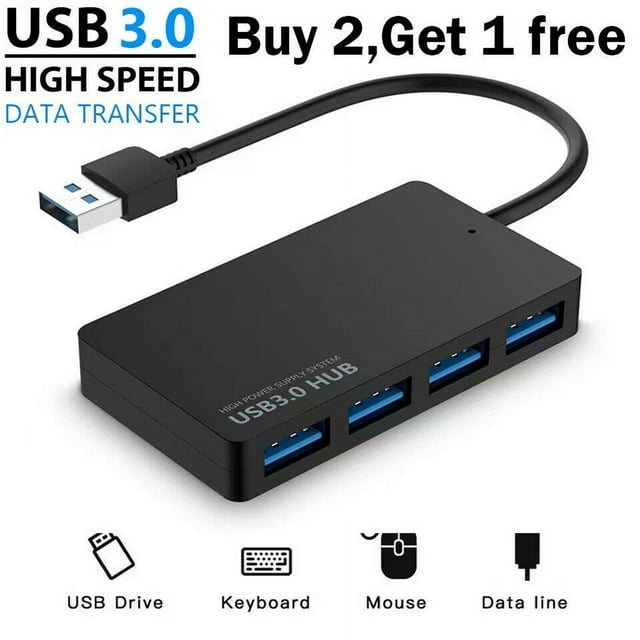 4 Port USB 3.0 High Speed Hub Splitter Expansion Adapter for Desktop Laptop PC
