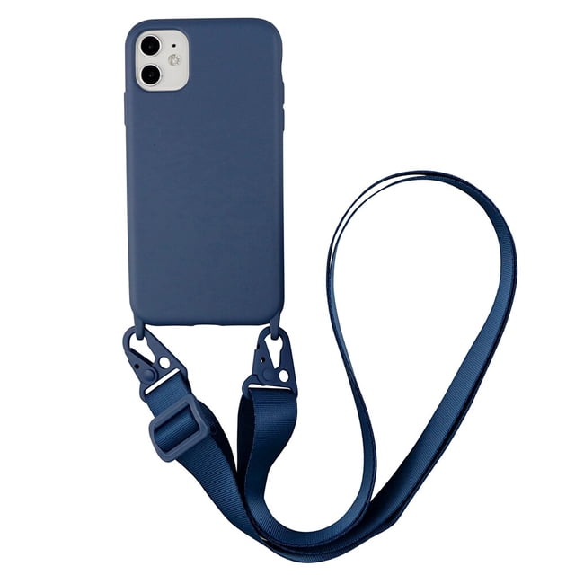 Funda de teléfono móvil con cadena y collar cruzado para iPhone 14 13 12 11 pro XS MAX XR 7 8 Plus SE, correa de silicona con cordón para el cuello Tan Jianjun unisex