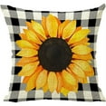 thumbnail image 2 of Sunflower Pillow Covers 18x18 Inch Spring Summer Floral Decorative Throw Pillow Case Black and White Buffalo Plaid Cushion Cover Home Decor for Bedroom Sofa Living Room Couch Chair Outdoor, 2 of 8