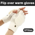thumbnail image 2 of Guantes de invierno para mujer, 2 guantes convertibles de punto cálidos sin dedos para regalos de mujer con gorro de cubierta de manoplas, 2 of 5