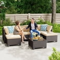 thumbnail image 2 of Outdoor Patio Sectional Conversation Set w/ Coffee Table, Waterproof Cushions, All-Weather PE Wicker, Handwoven Rattan, 7 Pcs Furniture Set for Garden Backyard Balcony Poolside, Easy Assembly, Beige, 2 of 10