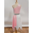 thumbnail image 6 of YONGHS Kids Girls One Shoulder Color Block Praise Dance Dress Tunic Worship Lyrical Liturgical Robe Dress Light Pink 14, 6 of 7