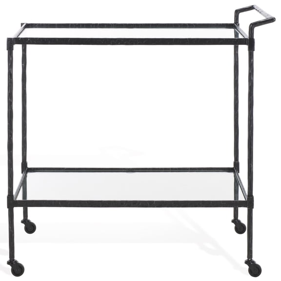 Safavieh Isabellina Iron and Glass Bar Cart in Black / Clear