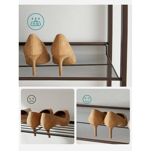 SONGMICS 12 Tier Shoe Rack Tall Metal Shoe Storage Organizer for Closet Set of 2 6 Tier Big Stackable Shoes Rack Shelf Adjustable Feet Slanted
