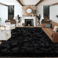 thumbnail image 3 of Super Fluffy Area Rugs Black 8x10, Large Modern Shag Dark‌ Black Rugs for Living Room, Big Soft P Large Under Bedroom Carpet, Non Slip, Soft Thick Nursery Kids Room Dorm Home Dr, 3 of 5