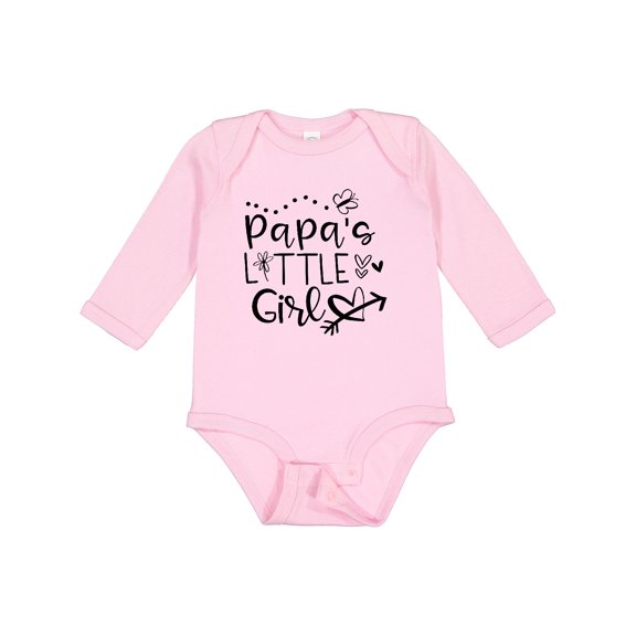 Inktastic Papa's Little Girl with Hearts Flower and Butterfly Girls Long Sleeve Baby Bodysuit