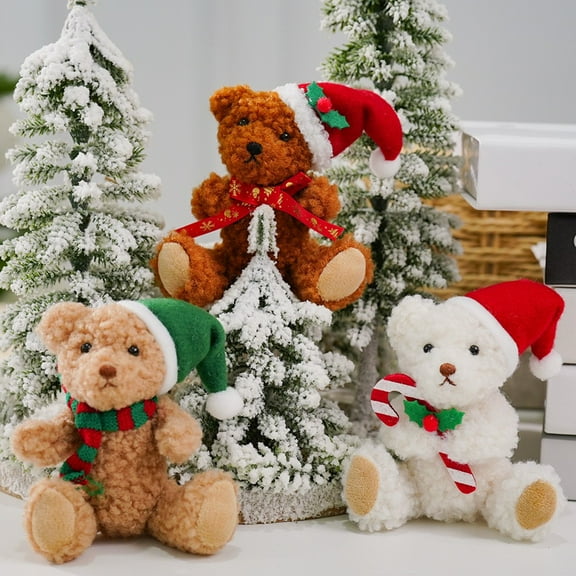 3 Pcs Christmas For Teddy Bear Plush Ornaments - Adorable Holiday Decor & Present!